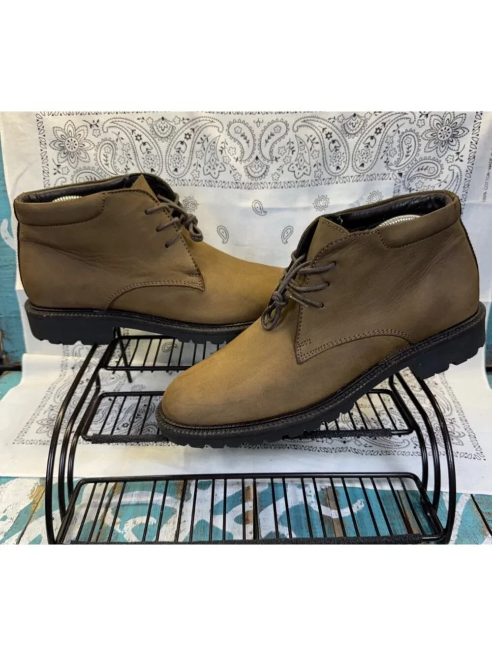 J. Crew Field Boots Italian Nubuck Leather Brown Laceup Made in Italy Men Sz 9.5